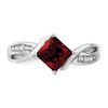 Lex & Lu 14k White Gold Garnet and Diamond Ring LAL4278 - 5 - Lex & Lu