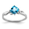 Lex & Lu 14k White Gold Blue Topaz and Diamond Ring LAL4281 - Lex & Lu