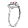 Lex & Lu 14k White Gold Created Pink Sapphire and Diamond Heart Ring - 7 - Lex & Lu