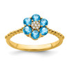 Lex & Lu 14k Yellow Gold Blue Topaz and Diamond Ring LAL4290 - Lex & Lu