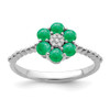 Lex & Lu 14k White Gold Emerald and Diamond Ring LAL4293 - Lex & Lu