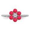 Lex & Lu 14k White Gold Ruby and Diamond Ring LAL4299 - 5 - Lex & Lu