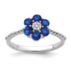 Lex & Lu 14k White Gold Sapphire and Diamond Ring LAL4301 - Lex & Lu