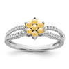 Lex & Lu 14k White Gold Citrine and Diamond Ring LAL4309 - Lex & Lu