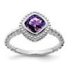 Lex & Lu 14k White Gold Cushion Amethyst Pendant LAL4317 - Lex & Lu