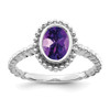 Lex & Lu 14k White Gold Oval Amethyst Ring - Lex & Lu