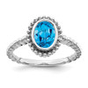 Lex & Lu 10k White Gold Oval Blue Topaz Ring - Lex & Lu