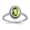 Lex & Lu 10k White Gold Oval Peridot Ring Size 7 - Lex & Lu