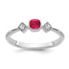 Lex & Lu 14k White Gold Ruby and Diamond Ring LAL4395 - Lex & Lu