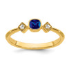 Lex & Lu 14k Yellow Gold Sapphire and Diamond Ring LAL4398 - Lex & Lu