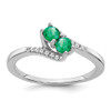 Lex & Lu 14k White Gold Emerald and Diamond Ring LAL4423 - Lex & Lu