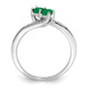 Lex & Lu 14k White Gold Emerald and Diamond Ring LAL4423 - 2 - Lex & Lu