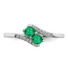 Lex & Lu 14k White Gold Emerald and Diamond Ring LAL4423 - 5 - Lex & Lu