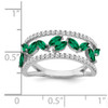 Lex & Lu 14k White Gold Created Emerald and Diamond Ring LAL4429 - 3 - Lex & Lu