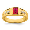 Lex & Lu 14k Yellow Gold Ruby & Diamond Men's Ring LAL4456 - Lex & Lu