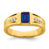 Lex & Lu 14k Yellow Gold Sapphire & Diamond Men's Ring LAL4458 - Lex & Lu