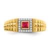 Lex & Lu 14k Yellow Gold Ruby & Diamond Men's Ring LAL4461 - 4 - Lex & Lu