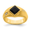 Lex & Lu 14k Yellow Gold Onyx & Diamond Satin Men's Ring - Lex & Lu