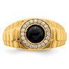 Lex & Lu 14k Yellow Gold Onyx & Diamond Men's Ring LAL4473 - 5 - Lex & Lu