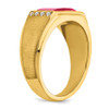 Lex & Lu 14k Yellow Gold Created Ruby & Diamond Men's Ring LAL4474 - 7 - Lex & Lu