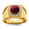 Lex & Lu 14k Yellow Gold Created Ruby & Diamond Men's Ring LAL4797 - Lex & Lu
