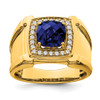 Lex & Lu 14k Yellow Gold Created Sapphire & Diamond Men's Ring LAL4798 - Lex & Lu