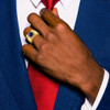 Lex & Lu 14k Yellow Gold Created Sapphire & Diamond Men's Ring LAL4798 - 8 - Lex & Lu