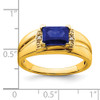 Lex & Lu 14k Yellow Gold Created Sapphire & Diamond Men's Ring LAL4804 - 3 - Lex & Lu