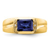 Lex & Lu 14k Yellow Gold Created Sapphire & Diamond Men's Ring LAL4804 - 5 - Lex & Lu