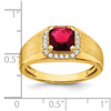 Lex & Lu 14k Yellow Gold Created Ruby & Diamond Men's Ring LAL4805 - 3 - Lex & Lu