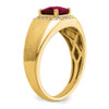 Lex & Lu 14k Yellow Gold Created Ruby & Diamond Men's Ring LAL4805 - 7 - Lex & Lu