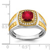 Lex & Lu 14k Two-tone Gold (w&y) Created Ruby & Diamond Men's Ring LAL4813 - 2 - Lex & Lu