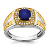 Lex & Lu 14k Two-tone Gold (w&y) Created Sapphire & Diamond Men's Ring LAL4814 - Lex & Lu