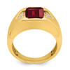 Lex & Lu 14k Yellow Gold Created Ruby & Diamond Men's Ring LAL4816 - 2 - Lex & Lu