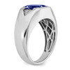 Lex & Lu 14k White Gold Created Sapphire & Diamond Men's Ring LAL4817 - 7 - Lex & Lu