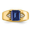 Lex & Lu 14k Yellow Gold Created Sapphire & Diamond Men's Ring LAL4818 - 5 - Lex & Lu