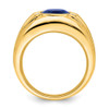 Lex & Lu 10k Yellow Gold Created Sapphire & Diamond Men's Ring - 2 - Lex & Lu