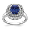 Lex & Lu 14k White Gold Lab Grown Diamond & Created Blue Sapphire Ring LAL4850 - Lex & Lu