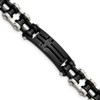 Lex & Lu Stainless Steel Polished Black IP-plated Cross 9'' ID Bracelet - Lex & Lu