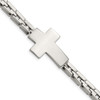 Lex & Lu Stainless Steel Polished Cross 8'' Link Bracelet - Lex & Lu