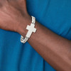 Lex & Lu Stainless Steel Polished Cross 8'' Link Bracelet - 4 - Lex & Lu