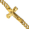 Lex & Lu Stainless Steel Polished Yellow IP-plated Crucifix 8.25'' Bracelet - Lex & Lu