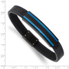 Lex & Lu Stainless Steel Brushed, Polished Black/Blue IP Rubber 8.5'' Bracelet - 3 - Lex & Lu