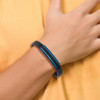 Lex & Lu Stainless Steel Brushed, Polished Black/Blue IP Rubber 8.5'' Bracelet - 4 - Lex & Lu