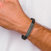 Lex & Lu Stainless Steel Brushed, Pol. GunMetal IP Black Rubber 8.5'' Bracelet - 4 - Lex & Lu