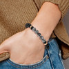 Lex & Lu Stainless Steel Brushed Blk IP Black Agate/Grey Jasper Stretch Bracelet - 4 - Lex & Lu