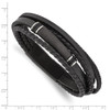 Lex & Lu Stainless Steel Brushed Black IP PU Leather/Rubber 8'' Bracelet - 3 - Lex & Lu