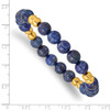 Lex & Lu Stainless Steel Pol. Yellow IP-plate w/Lapis Beaded Stretch Bracelet - 2 - Lex & Lu