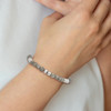 Lex & Lu Stainless Steel Polished Grey Quartz Beaded Stretch Bracelet - 4 - Lex & Lu