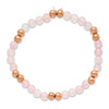 Lex & Lu Stainless Steel Pol. Rose IP-plated Pink Quartz Beaded Stretch Bracelet - 2 - Lex & Lu